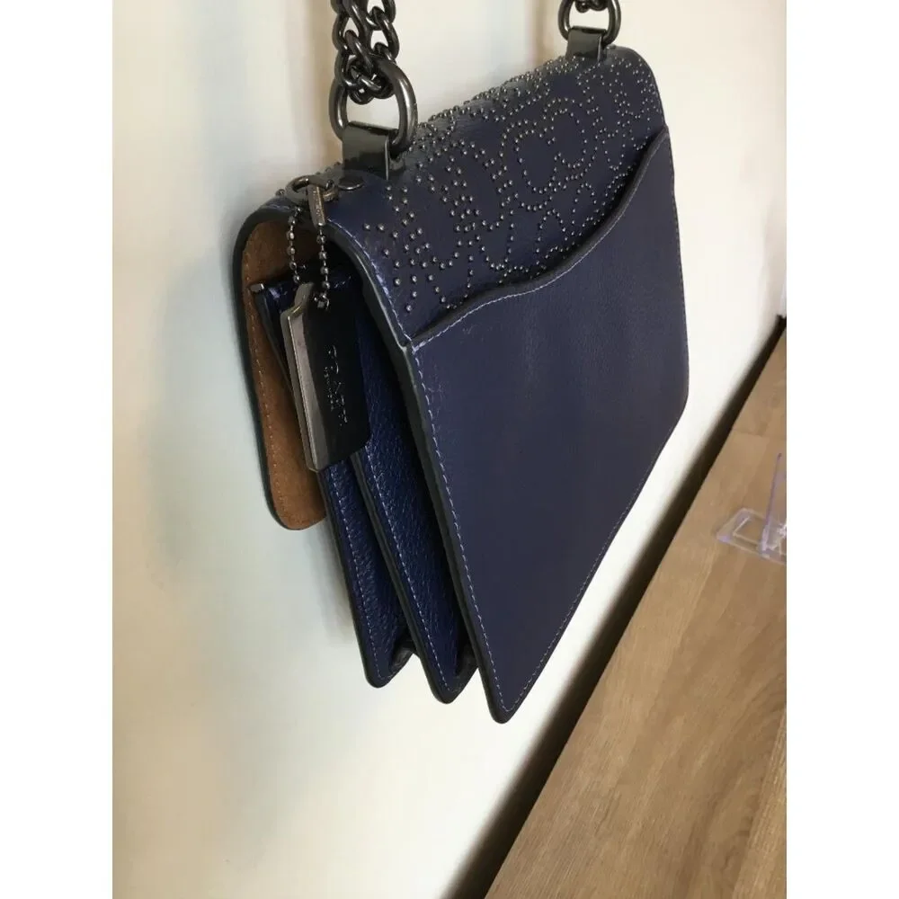 Coach Klare Crossbody in True Navy Pebble Leather w/Signature Studded Rivets